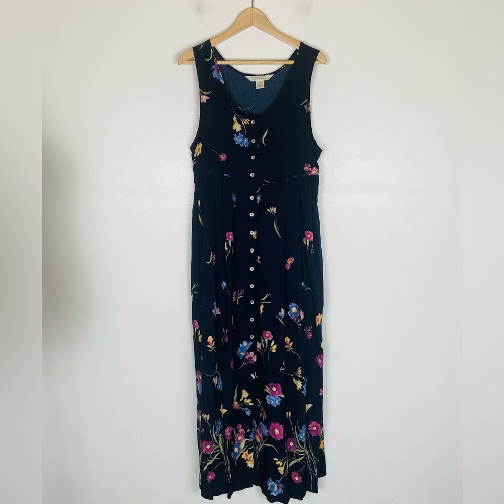 Express 90s Y2K Vintage Pleated Floral Maxi Dress M Cottagecore Mother Pearl USA - Picture 4 of 10